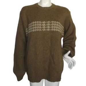 new IZOD Sweater, L, Green, Houndstooth accent, Long sleeve, Ramie/Washable
